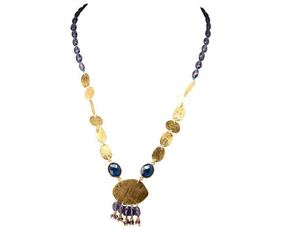 Euro Gold Gemstone Necklace 50 cm  A326