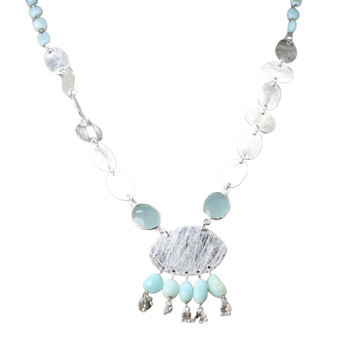 Euro Silver Gemstone Necklace AC326