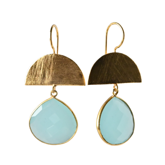 Euro Gold Gemstone Drop Earrings-A298A