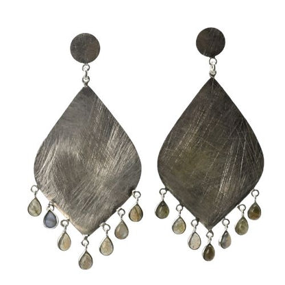 Euro Silver Gemstone Marquis Earrings- CA323