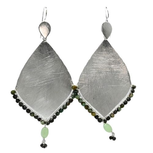 Euro Silver Gemstone Marquis Earrings- CA322