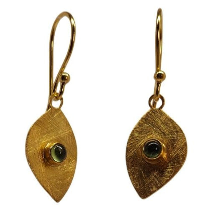 Euro Gold Gemstone Drop Earrings-A318