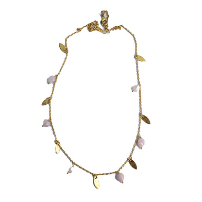 Euro Gold Tassle Necklace Assorted Gemstones 40 cm  a199