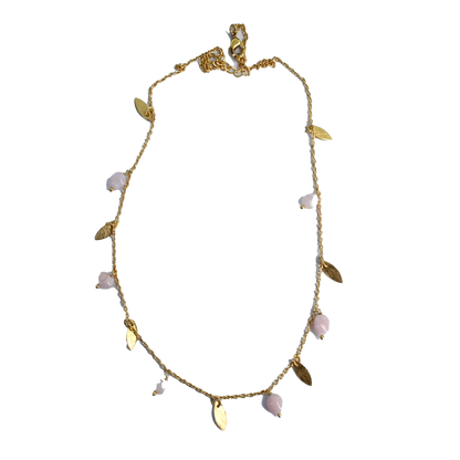 Euro Gold Tassle Necklace Assorted Gemstones 40 cm  a199