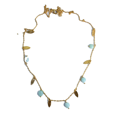 Euro Gold Tassle Necklace Assorted Gemstones 40 cm  a199