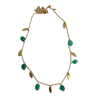 Euro Gold Tassle Necklace Assorted Gemstones 40 cm  a199