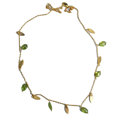 Euro Gold Tassle Necklace Assorted Gemstones 40 cm  a199