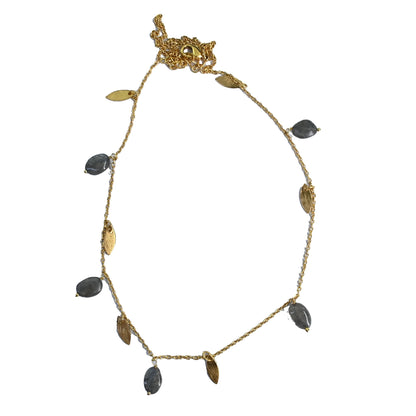 Euro Gold Tassle Necklace Assorted Gemstones 40 cm  a199