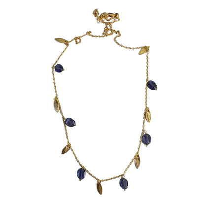 Euro Gold Tassle Necklace Assorted Gemstones 40 cm  a199