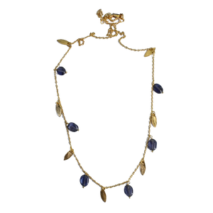 Euro Gold Tassle Necklace Assorted Gemstones 40 cm  B199