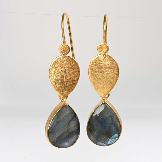 Euro Gold Gemstone Earrings- A197a