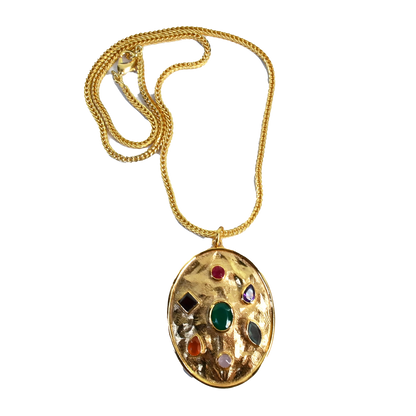 Euro Gold  Assorted Gemstones 45 cm Necklace A202