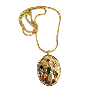 Euro Gold  Assorted Gemstones 45 cm Necklace A209