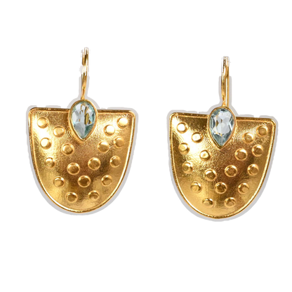 Euro Gold Gemstone Earrings- A221