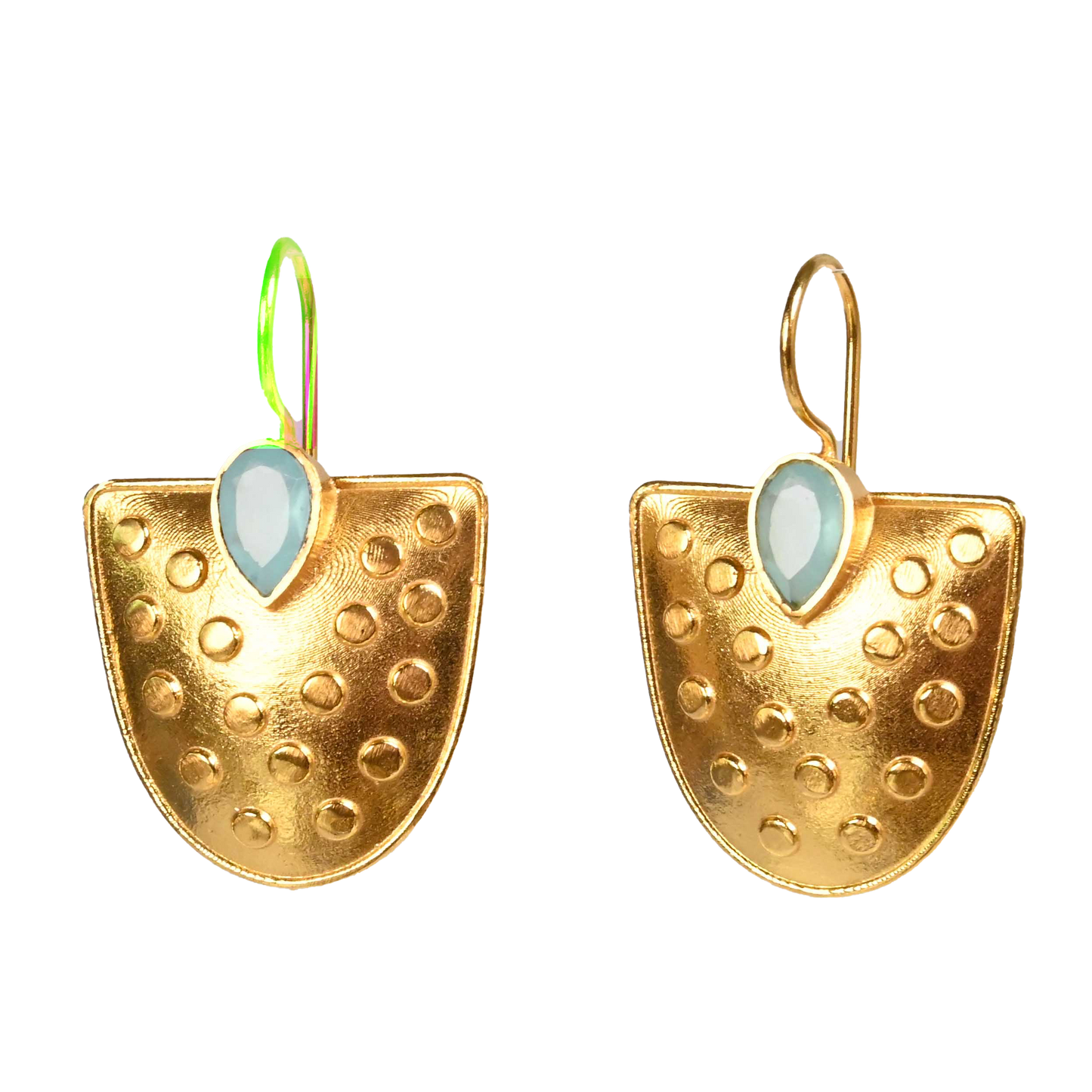 Euro Gold Gemstone Earrings- A221