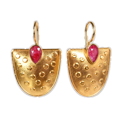 Euro Gold Gemstone Earrings- A221