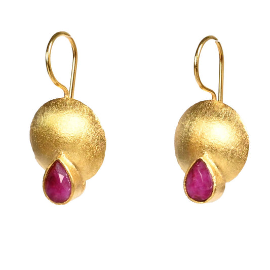 Euro Gold Gemstone Earrings- A223