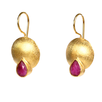Euro Gold Gemstone Earrings- A223