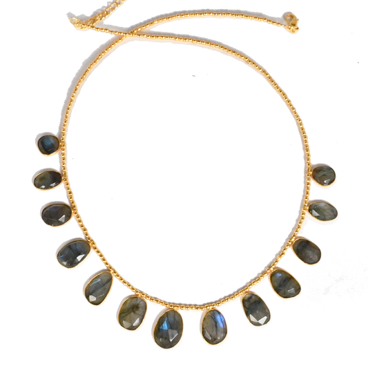 Euro Gold Gemstone Necklace 50 cm  A229
