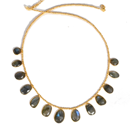 Euro Gold Gemstone Necklace 50 cm  A229