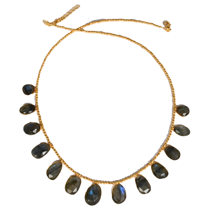 Euro Gold Gemstone Necklace 50 cm  A229