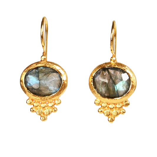 Euro Gold gemstone earrings - A238