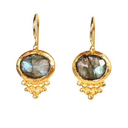 Euro Gold gemstone earrings - A238