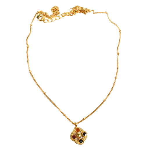 Euro Gold Gemstone Necklace 50 cm  A244