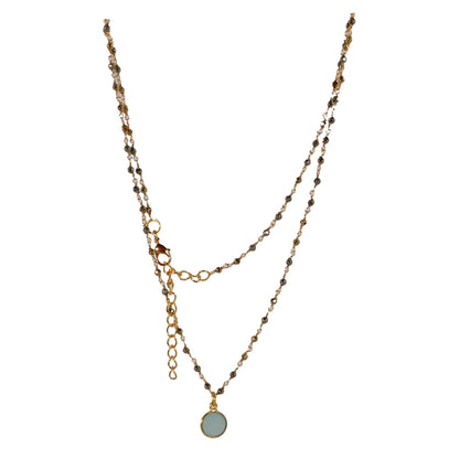 Euro Gold  Assorted Gemstones 45 cm plus 5 cm extender chain Necklace A1.