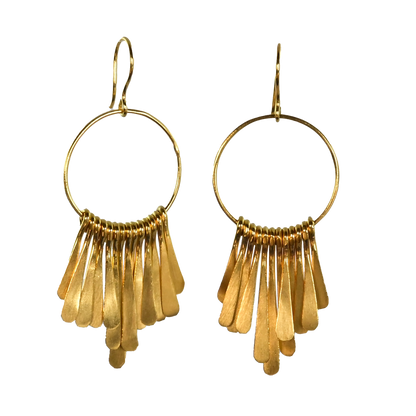 Euro Gold Tassel Hoop Earrings B15A