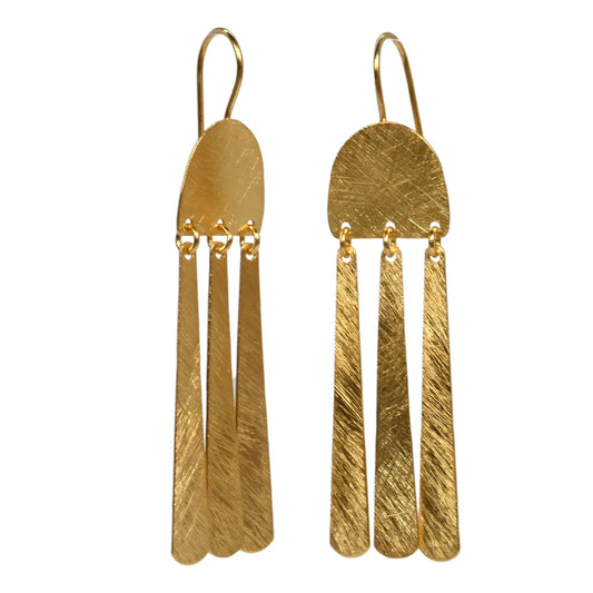 Euro Gold geometrical hook Earrings B190a