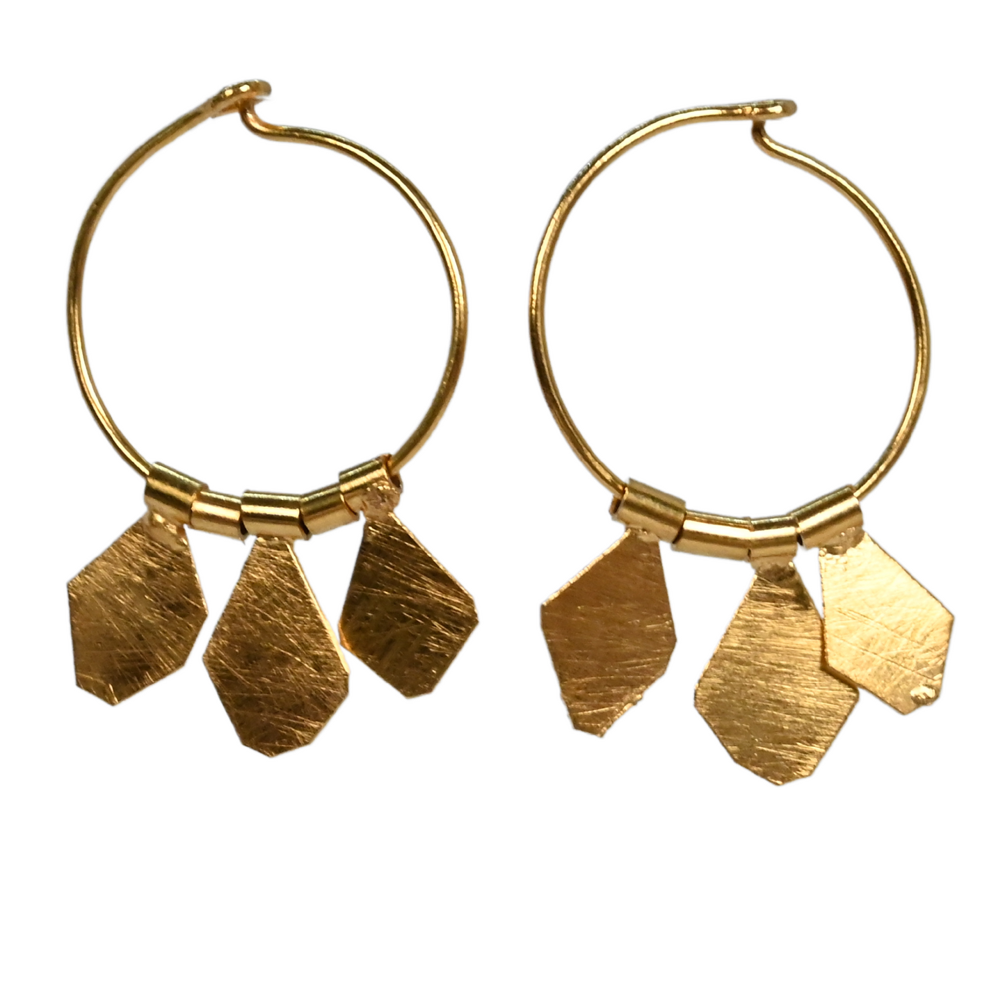 Euro Gold Piccolo 3 Drop Hoop Earrings B24p