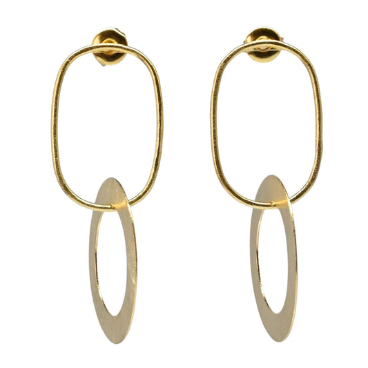 Euro Gold Stud Drop Earrings B260