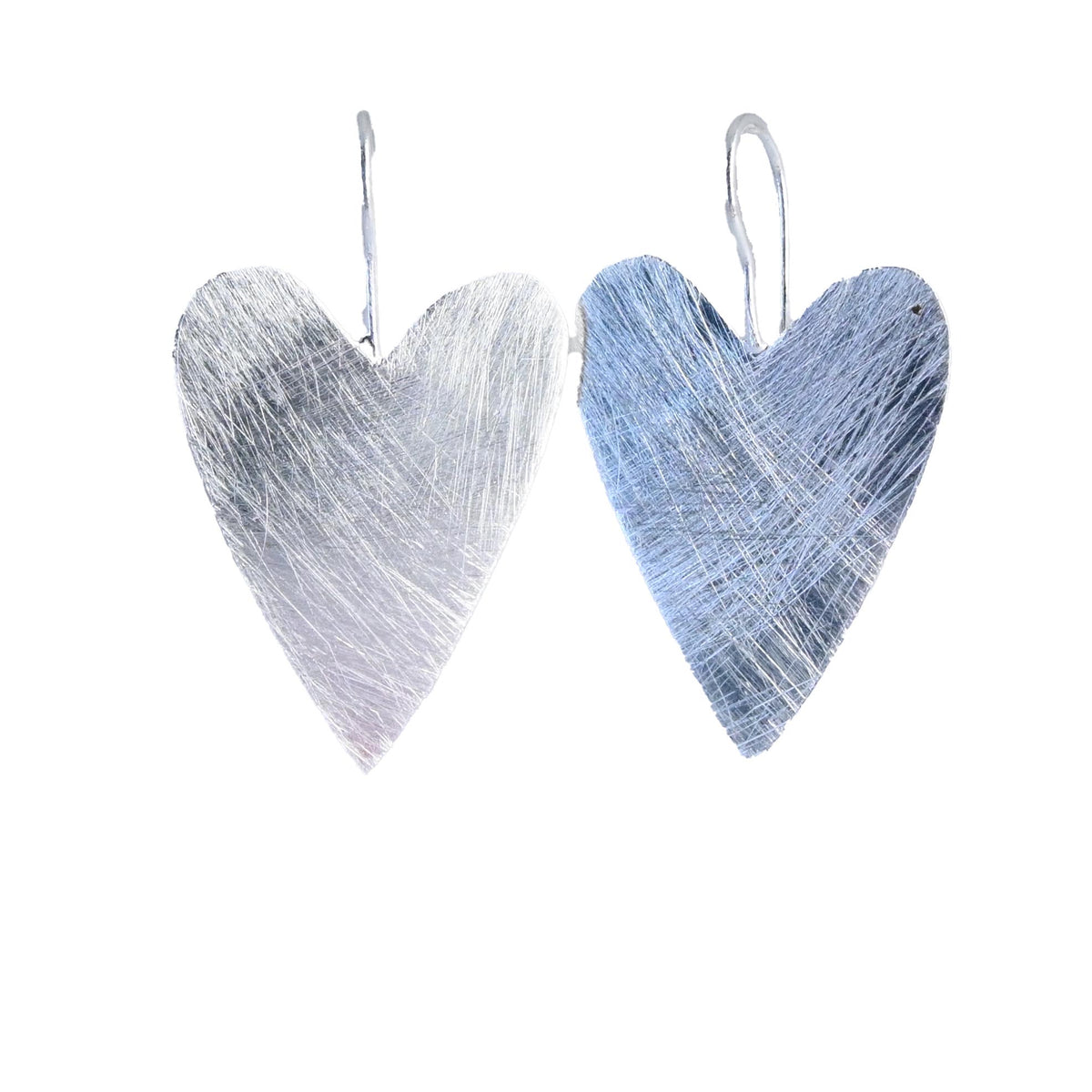 Euro Silver Wash Heart Drop Earrings B209