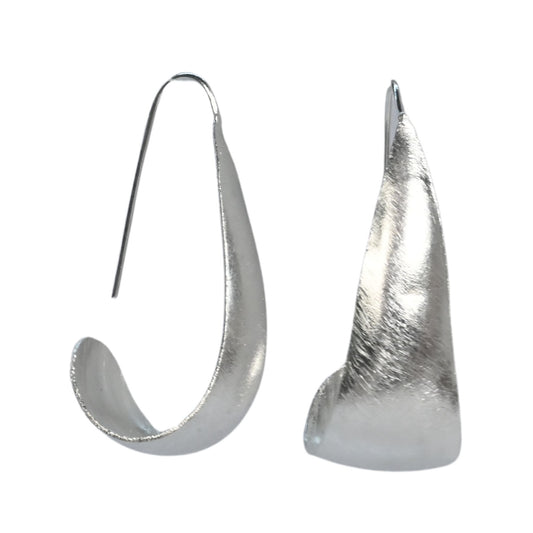 Silver Wash Drop Hoop Earrings C29