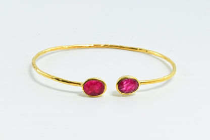 Euro Gold cuff bangle with gems- A21