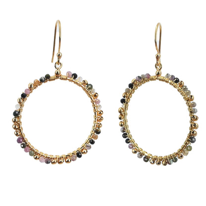 Euro Gold Gem Hoop Earrings A38A