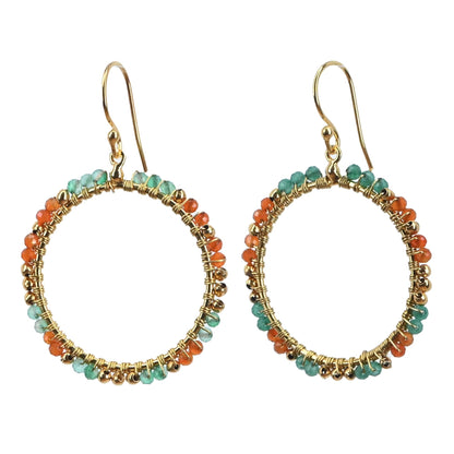 Euro Gold Gem Hoop Earrings A38A