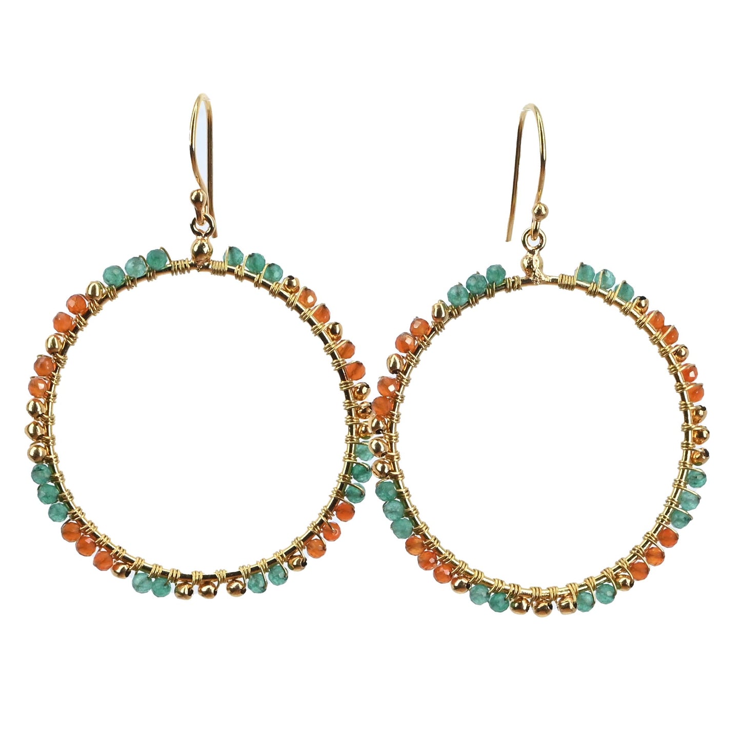 Euro Gold Gem Hoop Earrings A38