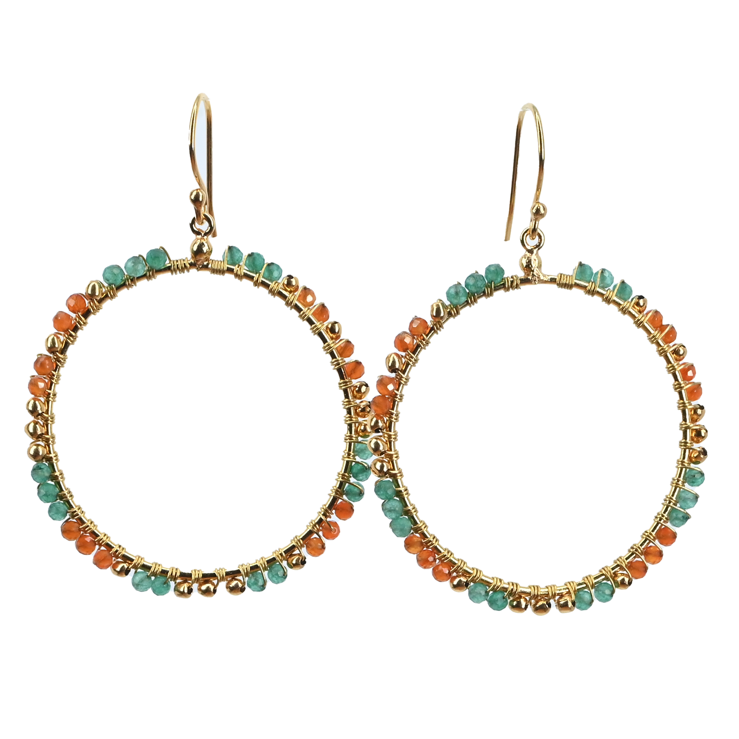 Euro Gold Gem Hoop Earrings A38