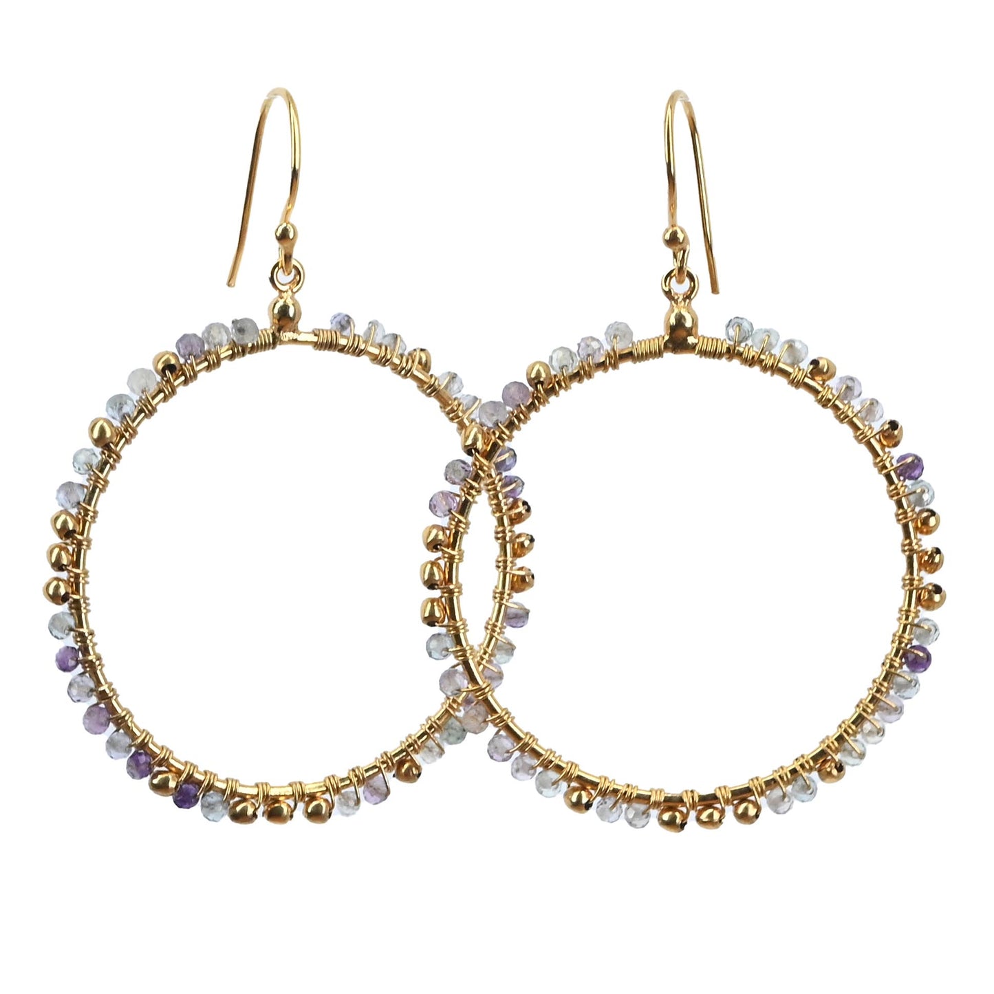 Euro Gold Gem Hoop Earrings A38