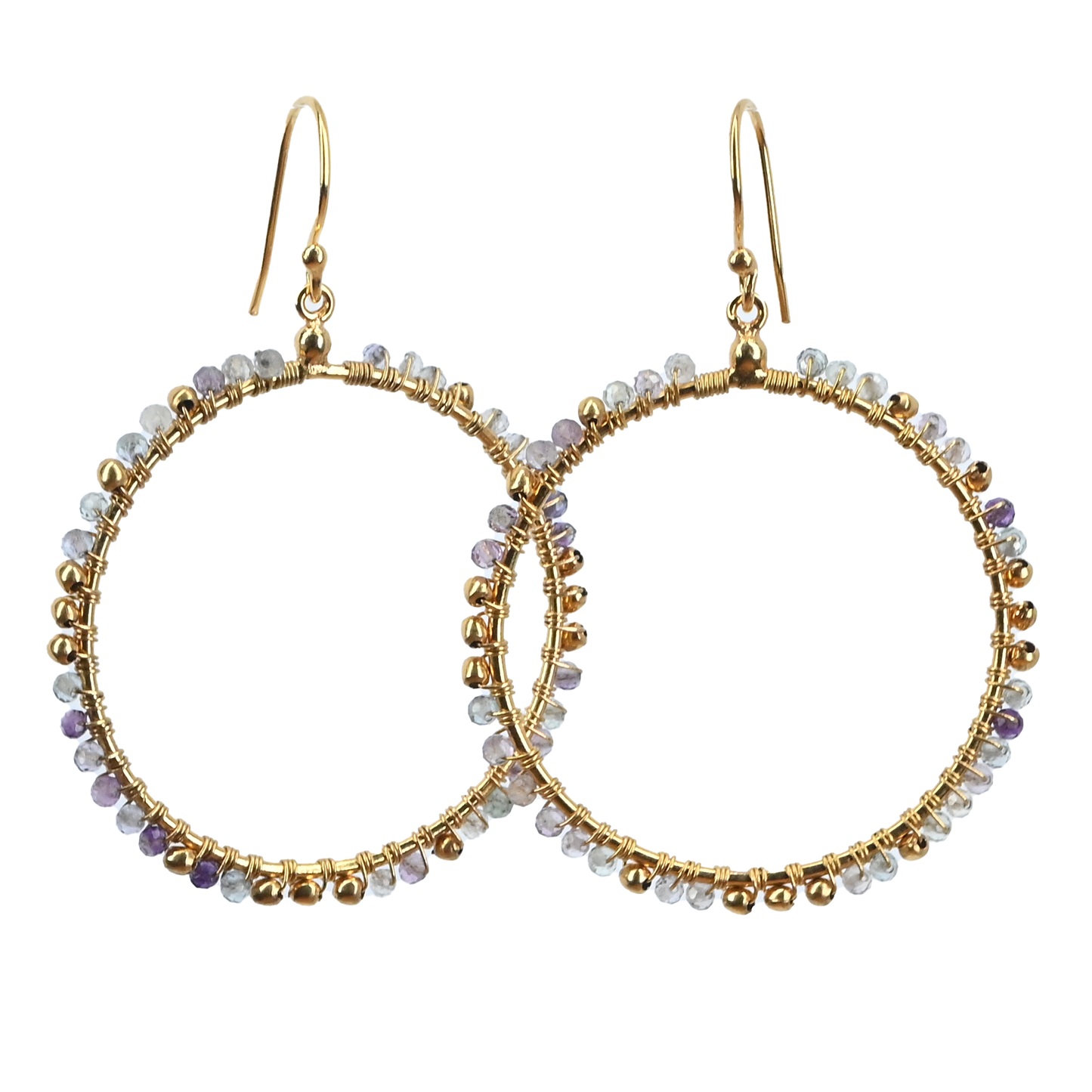 Euro Gold Gem Hoop Earrings A38