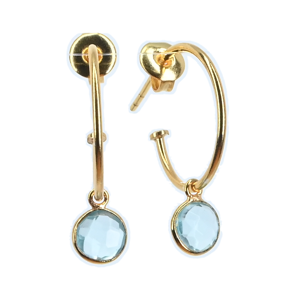NEW! Euro Gold Gem Hoop Earrings A9a multi gems available