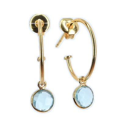 NEW! Euro Gold Gem Hoop Earrings A9a multi gems available