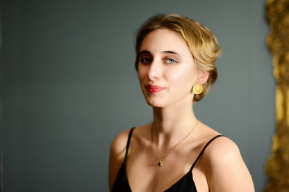 Euro Gold Round Marquis Stud Earrings B3