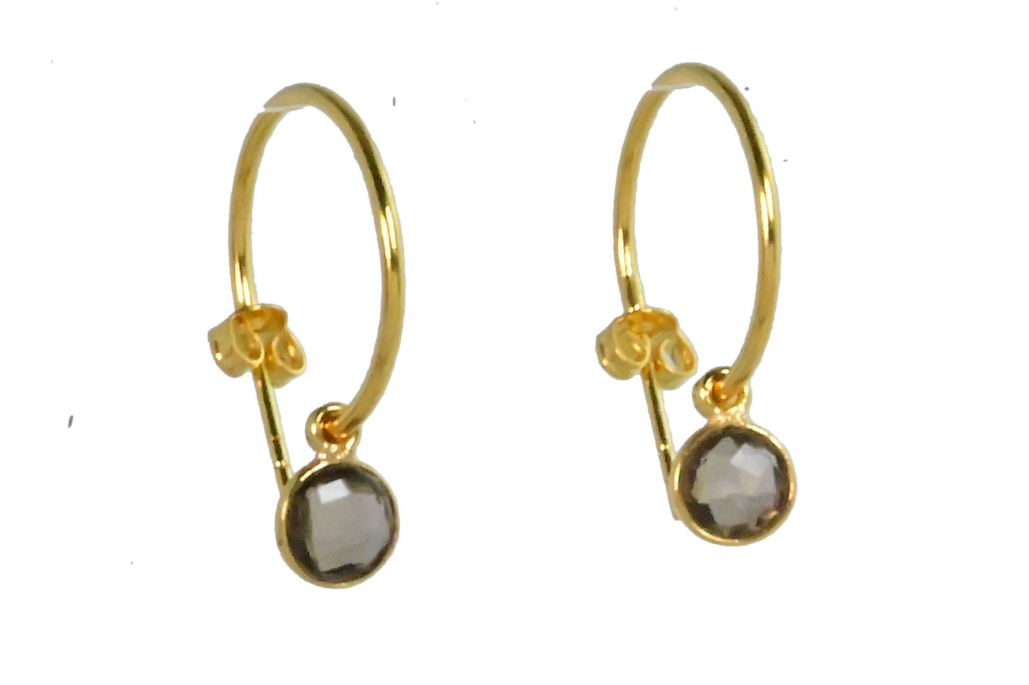 Euro Gold Gem Hoop Earrings A9B multi gems available