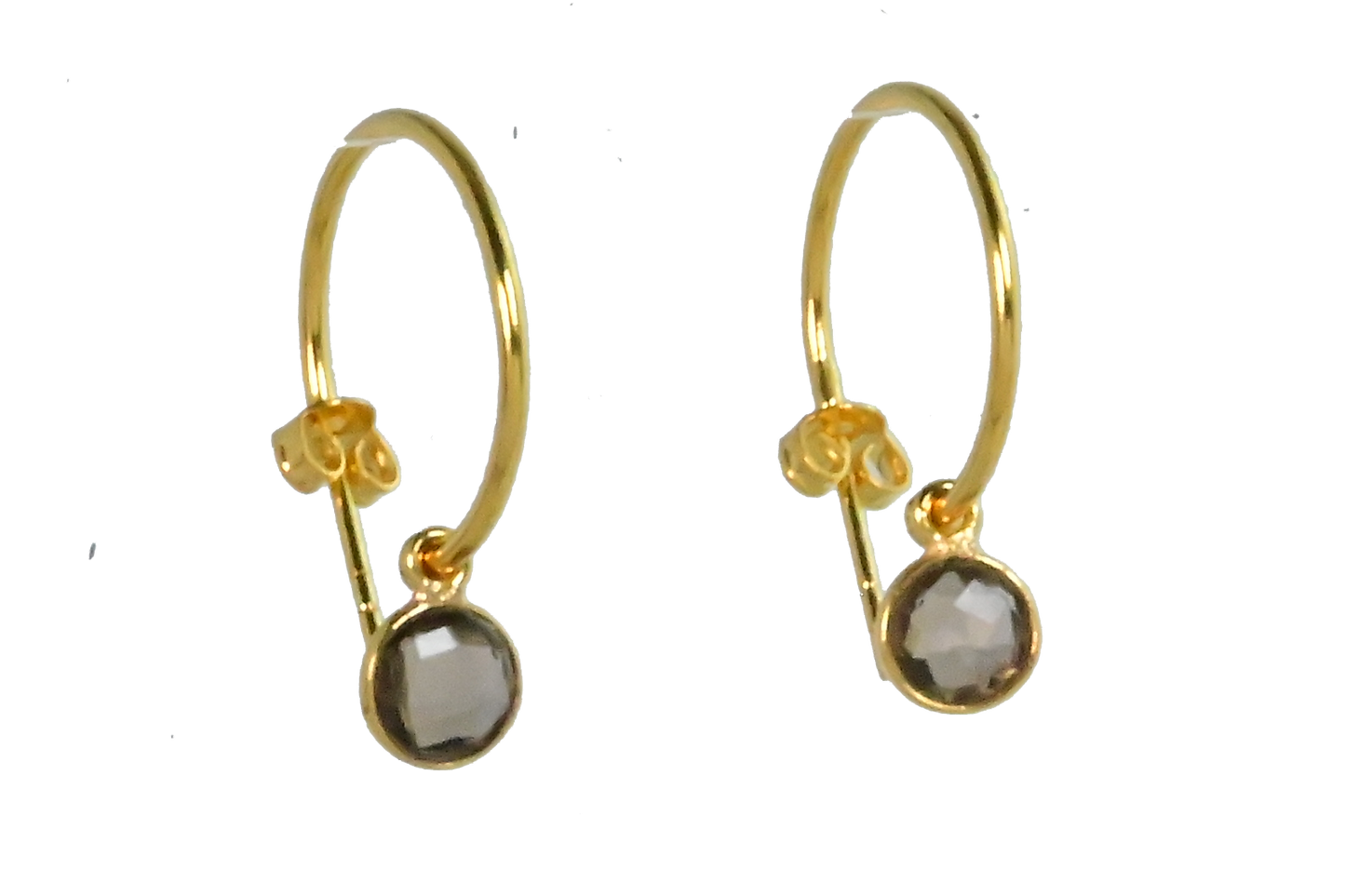 Euro Gold Gem Hoop Earrings A9B multi gems available