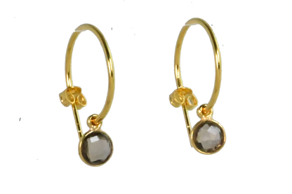 Euro Gold Gem Hoop Earrings A9B multi gems available