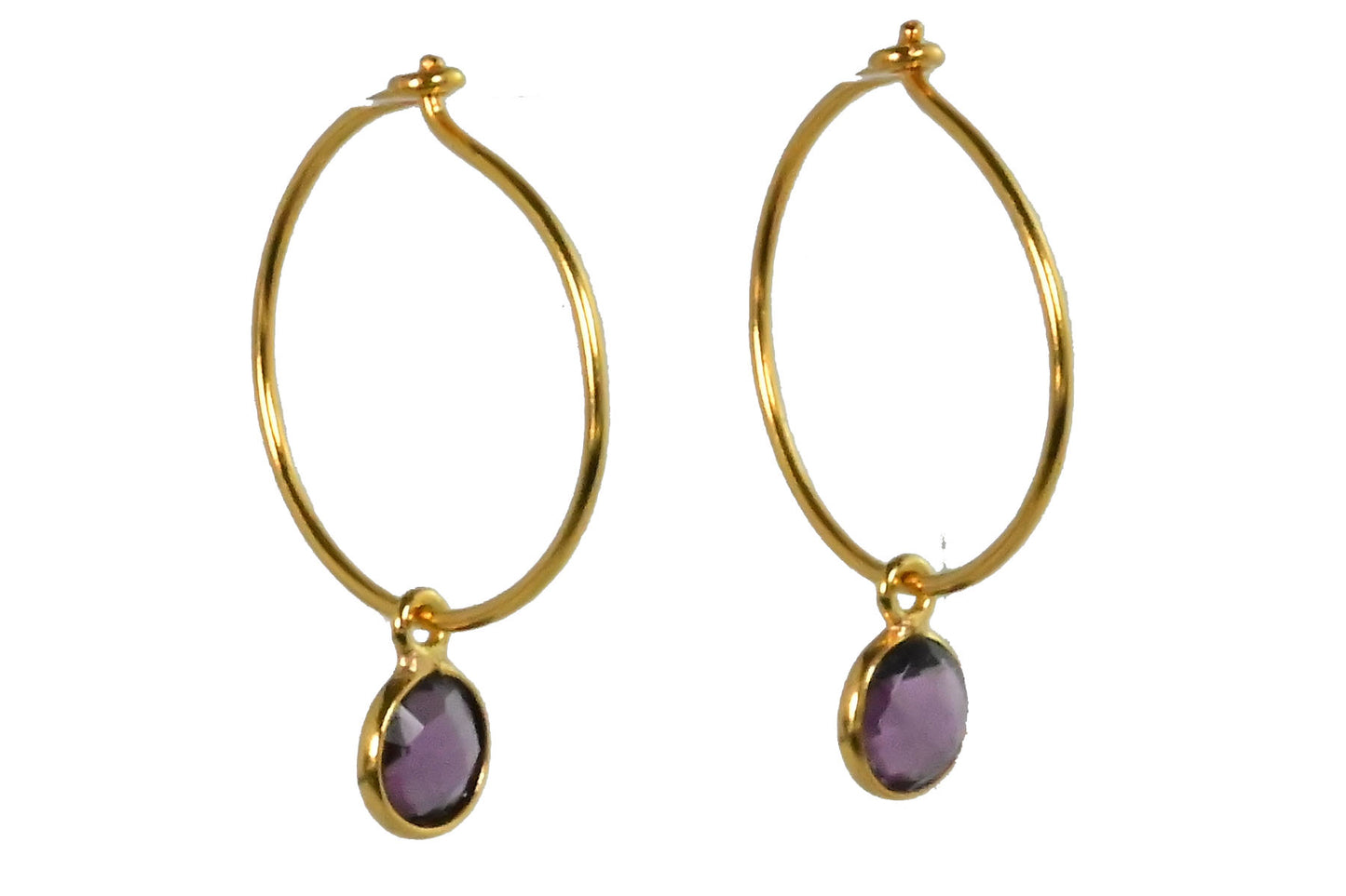 Euro Gold Gem Hoop Earrings A9B multi gems available