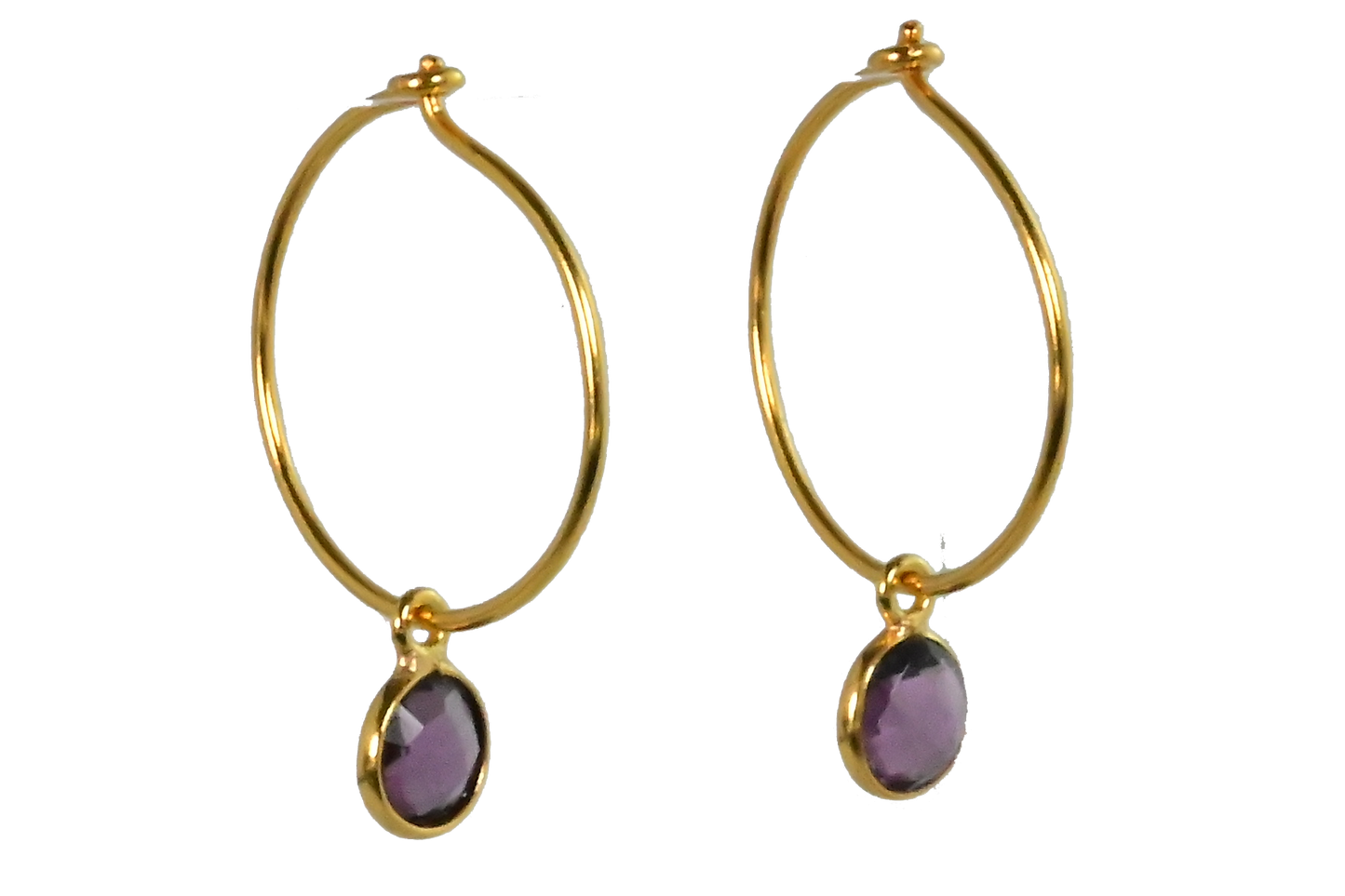 Euro Gold Gem Hoop Earrings A9B multi gems available